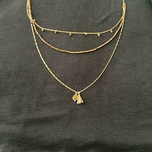Gold and Brown Beaded Necklace Set